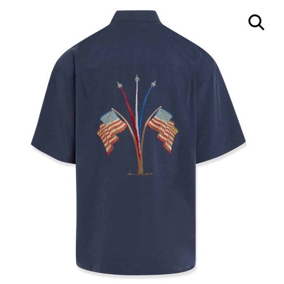 USA FLAG BAMBOO CAY SHIRT ORIGINAL XL Embroidered Patriotic Eclectic Grandpa - Picture 1 of 10